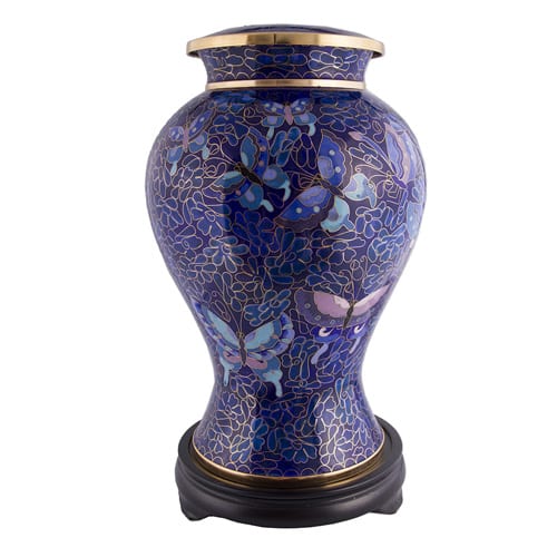 Midnight Blue Butterfly Urn