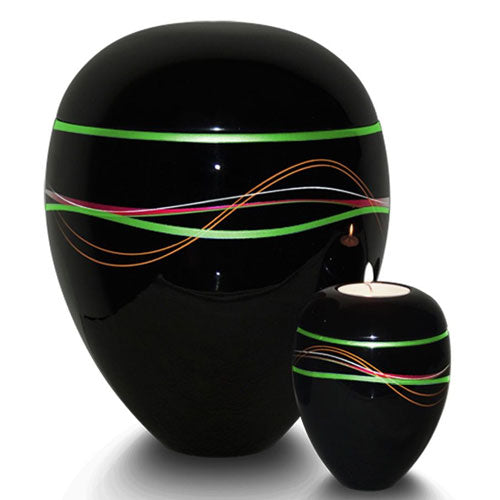 Fiberglass urn with stripes