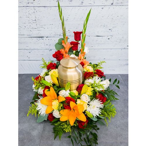 Arrangement composé de fleurs aux couleurs d’automne