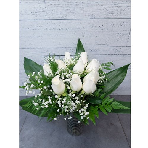 Arrangement of twelve roses