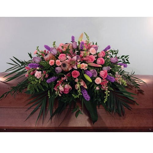 Coussin de cercueil fleurs printanières et verdures