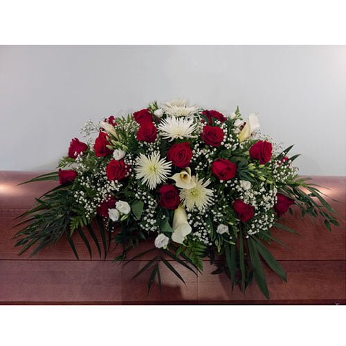 Coussin de cercueil rouge et blanc