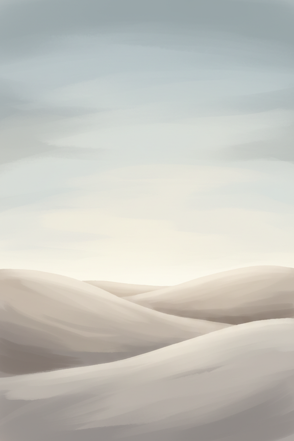 Minimalist image of a peacuful landscape, serene digital illustration for a funeral services website. Soft muted color palette of the website, calm atmospheric lighting, smooth gradients, and gentle depth.Flat-to-semi-painterly style, modern editorial illustration, clean shapes, soft textures, premium and respectful mood, suitable for a service card or website tile. High resolution, vertical composition.